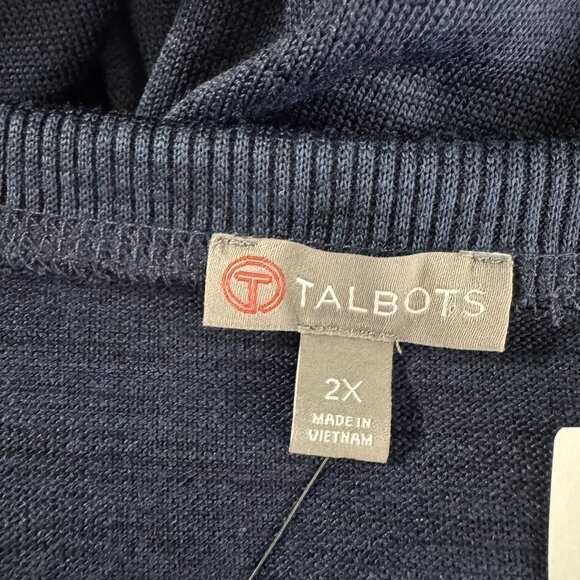Talbots Dress Womens 2X Blue V-Neck Polyester Spandex Casual NWT DR-1789 - Picture 6 of 7